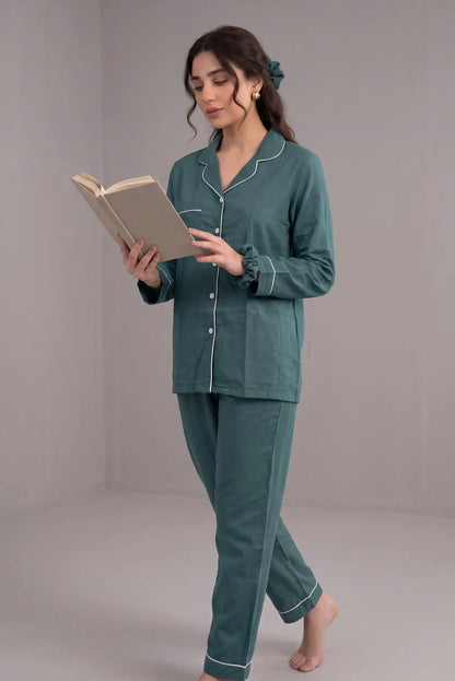 Linen Lounge Set – Forest Teal