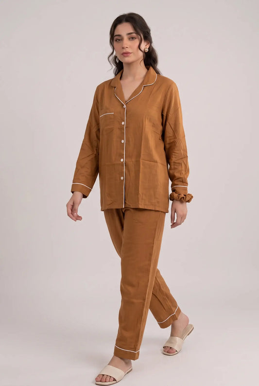 Linen Lounge Set – Cinnamon Brown