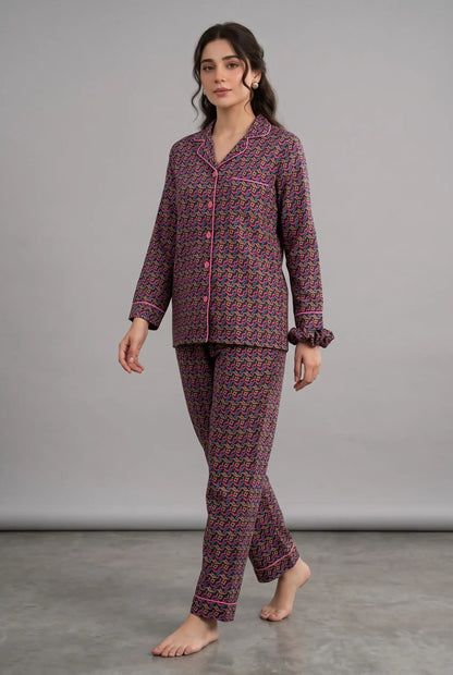 Linen Printed Lounge Set – Kaleido Weave
