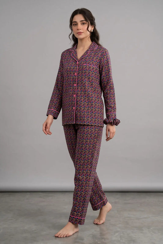 Linen Printed Lounge Set – Kaleido Weave