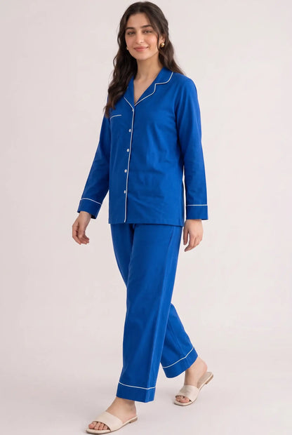 Linen Lounge Set – Royal Blue