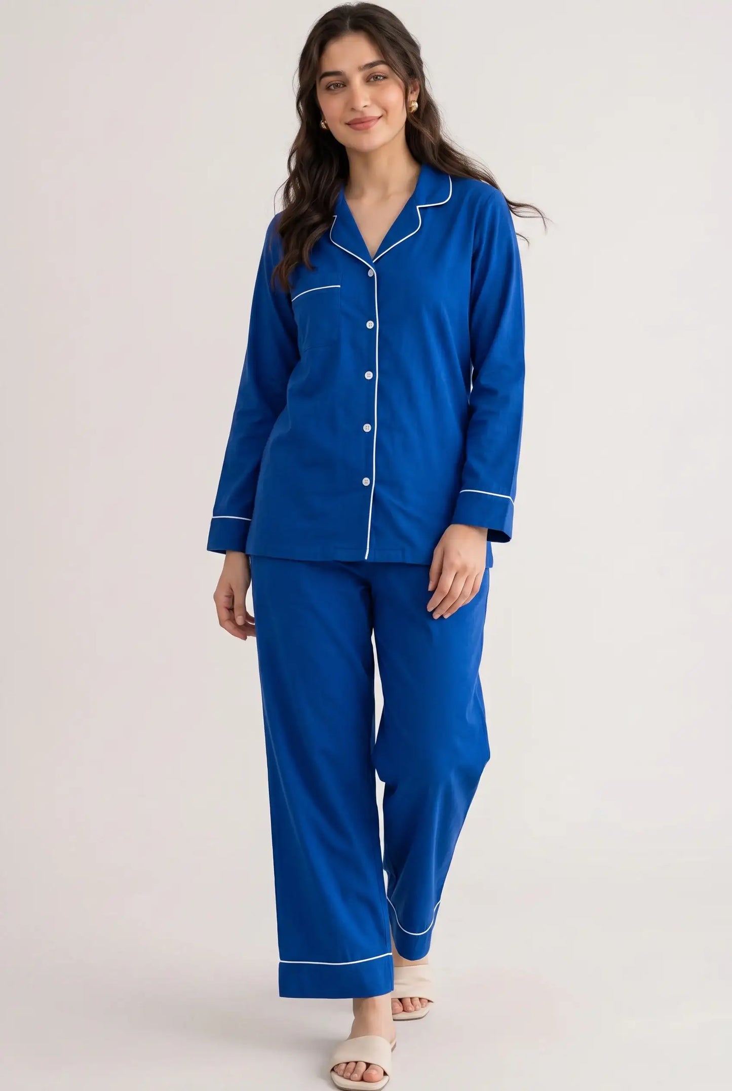 Linen Lounge Set – Royal Blue