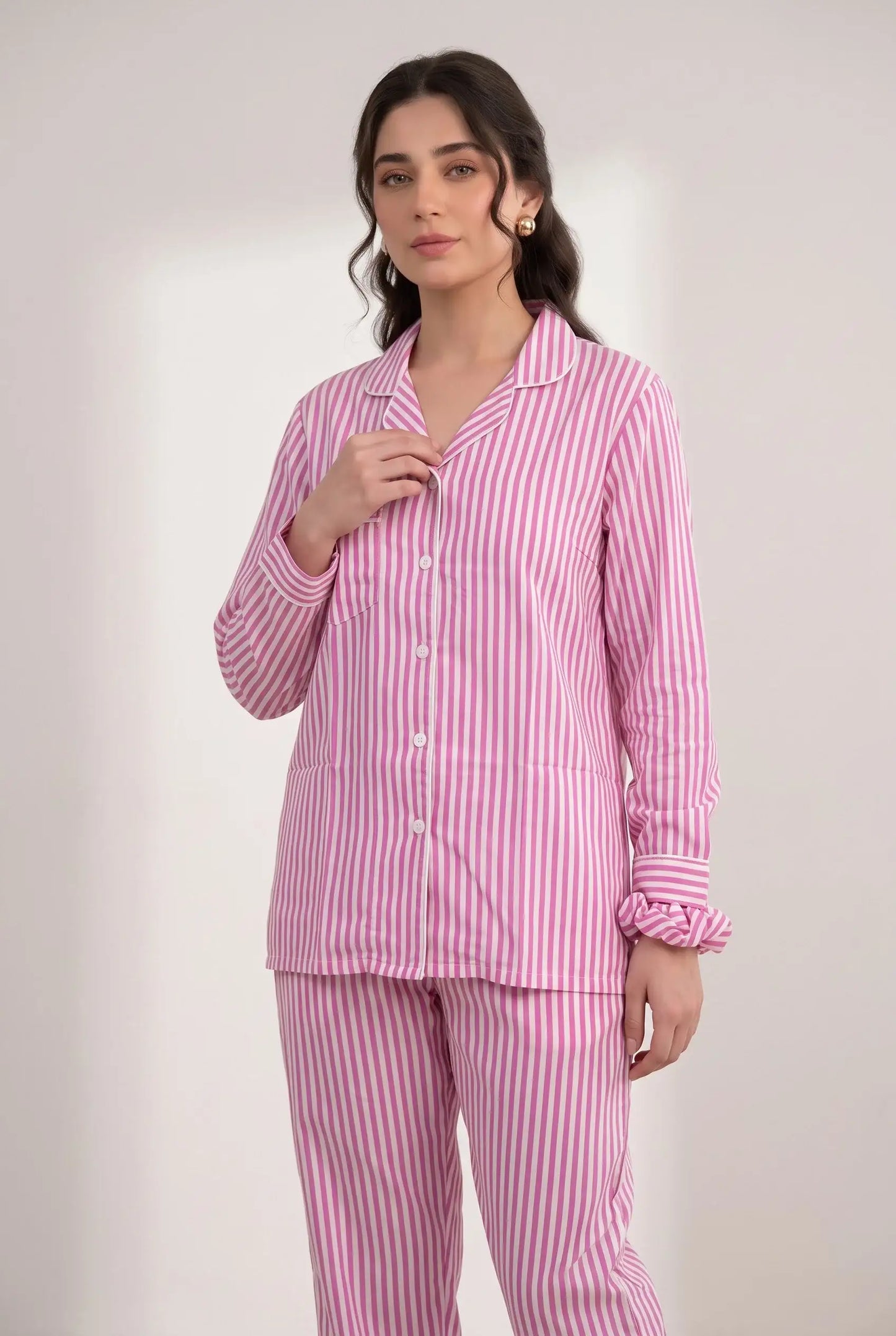 Linen Striped Lounge Set – Candy Stripe
