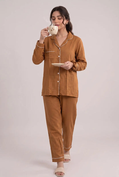 Linen Lounge Set – Cinnamon Brown