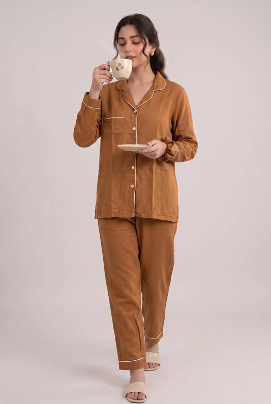 Linen Lounge Set – Cinnamon Brown
