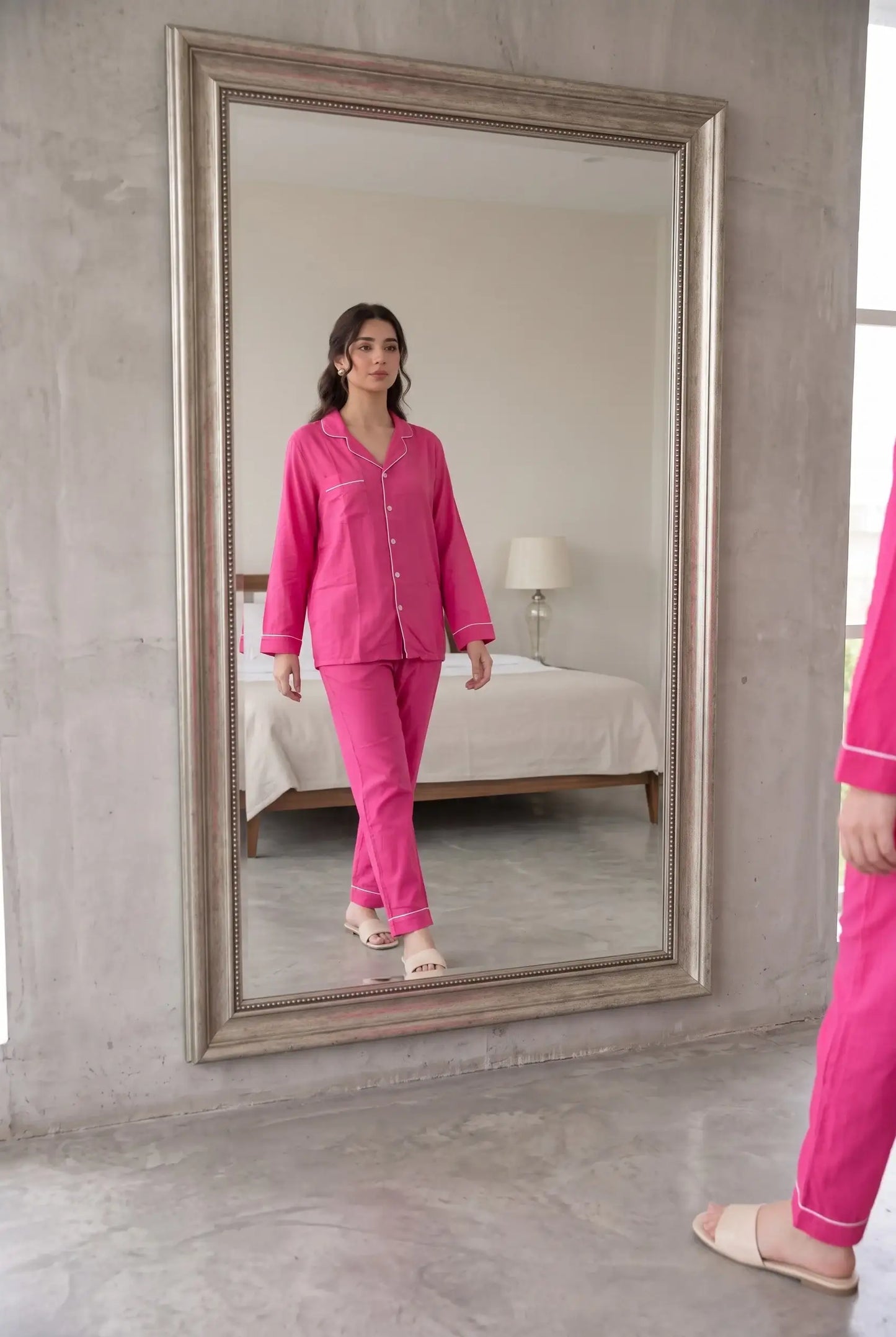 Linen Lounge Set – Hot Pink