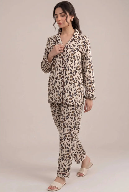 Linen Printed Lounge Set – Wild Leopard