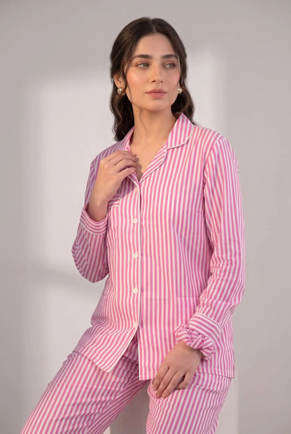 Linen Striped Lounge Set – Candy Stripe